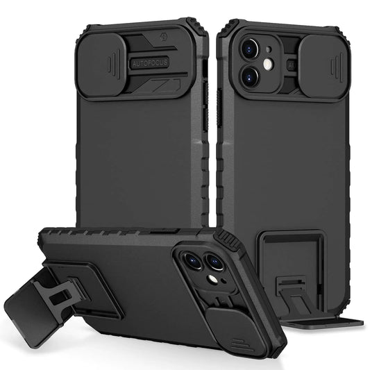 YOUULAR Case Compatible with iPhone Xs/iPhone X/iPhone 10 Dimensional Bracket Sliding Window Mobile Phone Case Shockproof Protective Phone Cover for iPhone Xs/iPhone X/iPhone 10 Military Cases Black