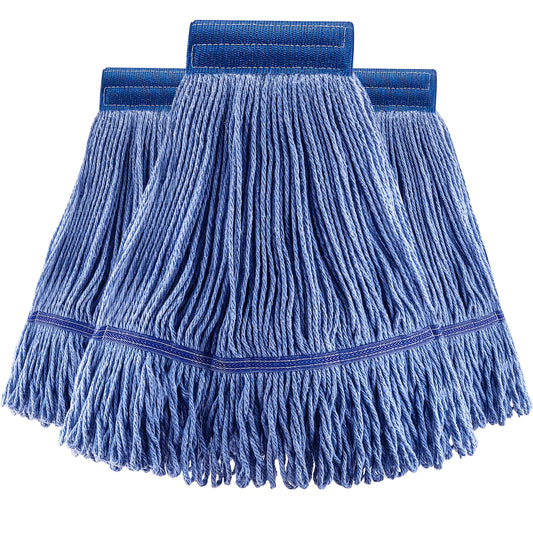 (3 Pack) Mop Head Replacement Mop Heads CommercialBlue Cotton Looped End String Wet Industrial Cleaning Vintage Mop Head Replacements Refill Swinger Loop Mop for Heavy Duty Rubbermaid Mop Heads